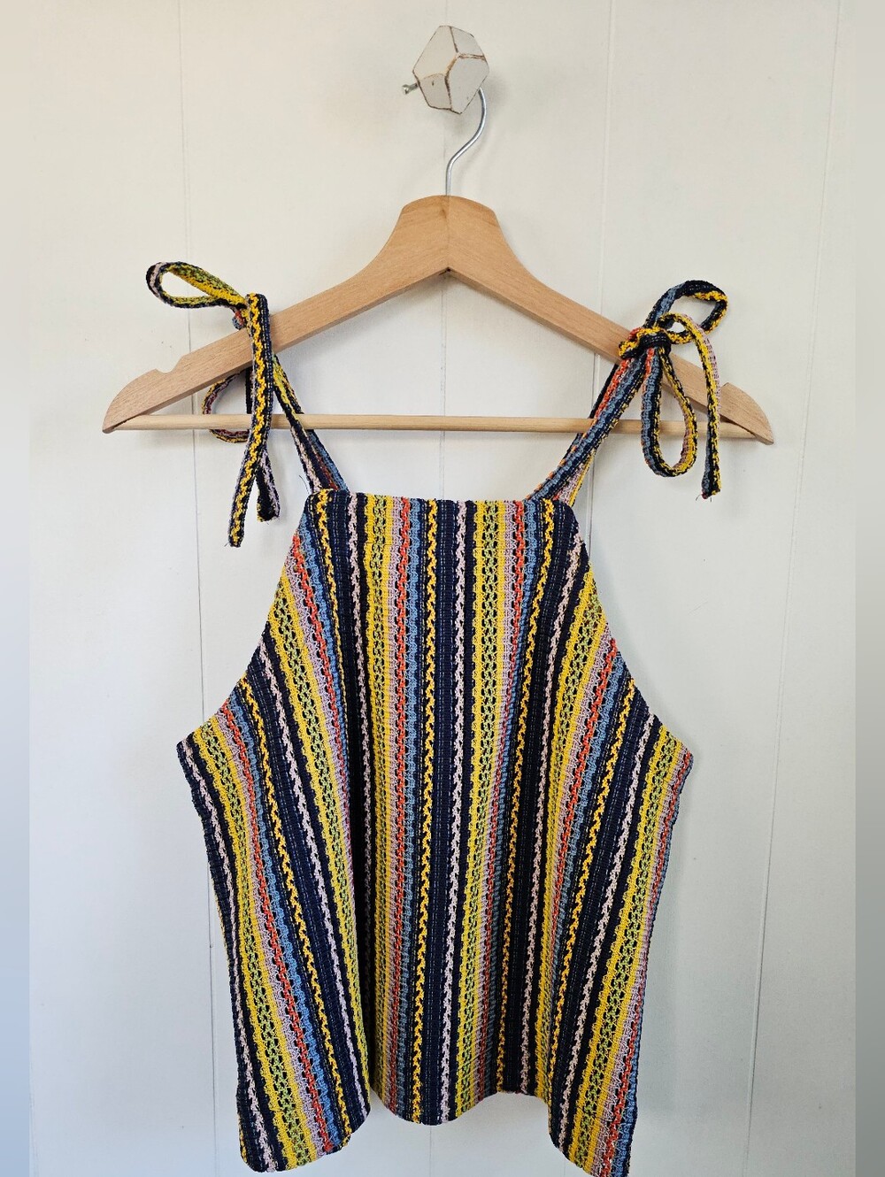 MADEWELL Striped Crochet Tie-Shoulder Camisole
